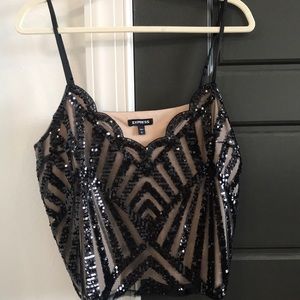 Sequin and Lace Crop Tank